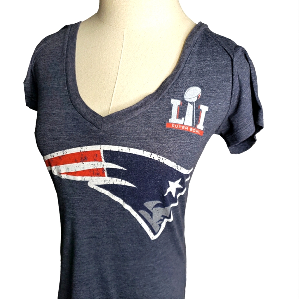 New England Patriots Superbowl 2017 Baby Sleeve V-neck #12 Brady Pro Tee Sz S